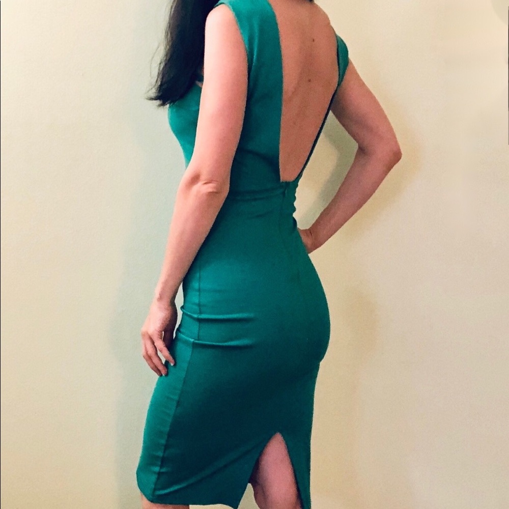 Dress Arden B Green Size XS 0 Midi cutout back